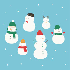Vector illustration of cute snowman.