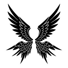 Obraz premium Vector of angel wings tattoo silhouette design