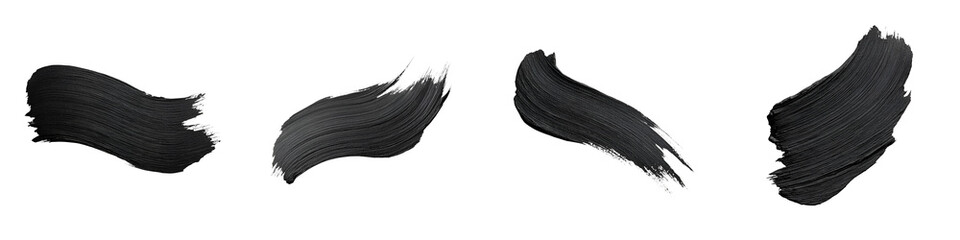 Black Paint Brush Strokes Collection on White Background
