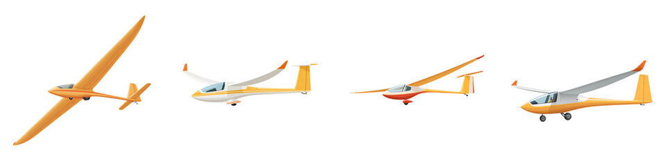 Various Glider Planes Isolated on White Background