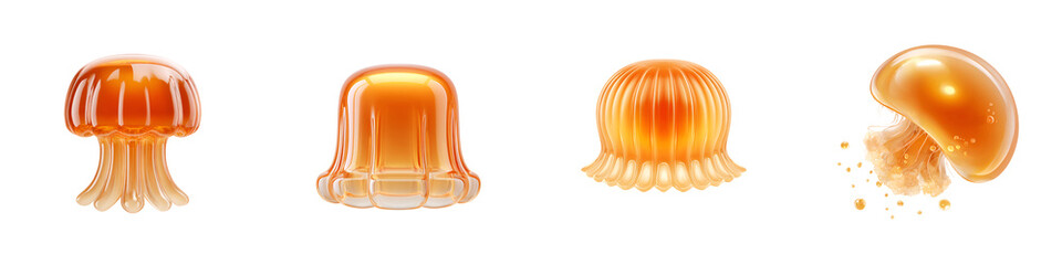 Amber Jellyfish Collection on White Background