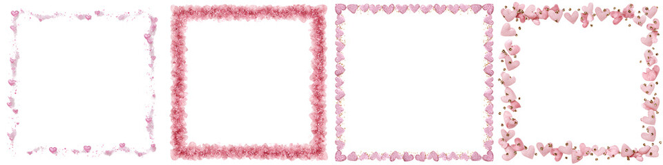 Delicate Heart Frame Collection: Pink and Red Watercolor Designs