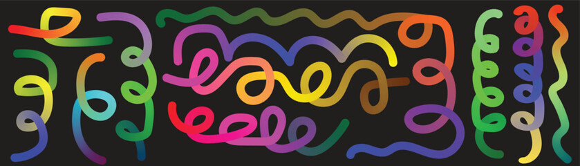 Three colors art work on black background