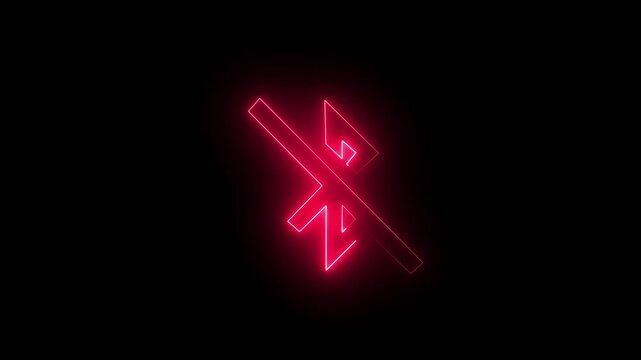 Beautiful glowing neon Bluetooth icon animation for wireless connection technology device communication interface design. 4k animation.