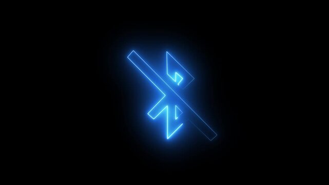 Beautiful glowing neon Bluetooth icon animation for wireless connection technology device communication interface design. 4k animation.
