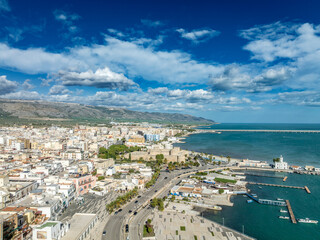 Aerial view of Manfredonia on the Adriatic. From ancient Siponto's ruins to the robust medieval...