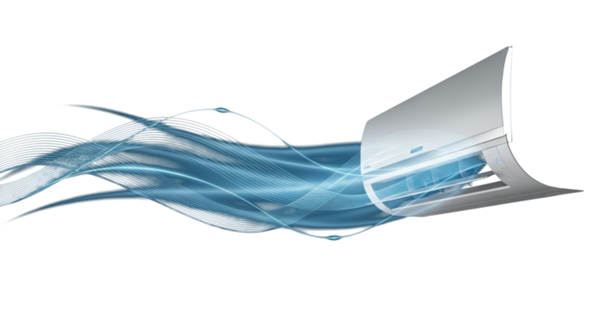airflow wind wave with soft blue motion lines for air conditioner or fresh breeze concept  clean PNG