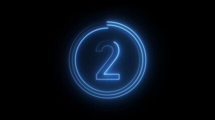Neon number 2 animation. Neon countdown 1 text number. and creating a stunning 4k video.