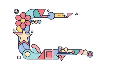 Creative abstract vector art with colorful shapes forming a decorative corner