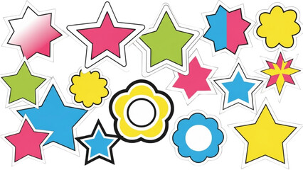 Colorful Star and Flower Stickers for Decoration and Celebration