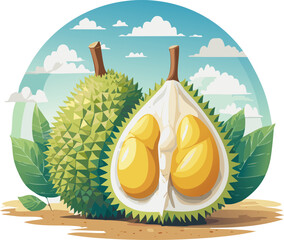 Promoting Health and Vitality: Durian Vector Art Encouraging the Consumption of Unique Tropical Fruits for a Diverse and Nutrient-Rich, Balanced Diet.
