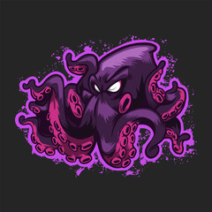 evil octopus full color drawing