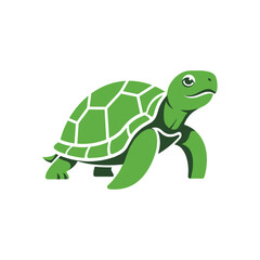 A vibrant green turtle illustration, showcasing a detailed shell pattern and friendly expression.