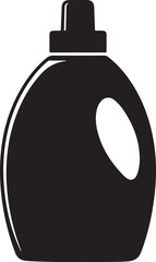 Black and white vector illustration of a bottle of laundry detergent