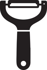 Black silhouette of a vegetable peeler isolated on white background