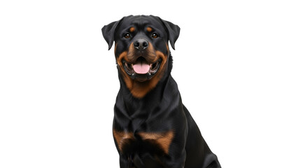 Fototapeta premium Happy Rottweiler dog sitting and looking at camera.