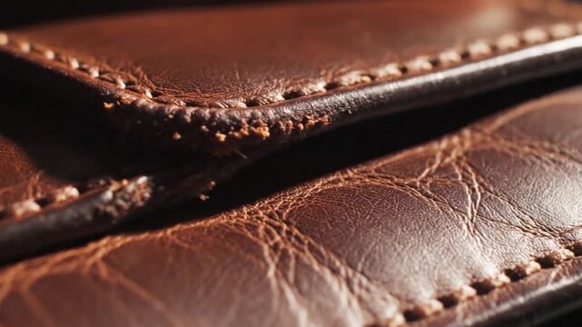 CloseUp of Stitched Leather A Detailed Texture Study.