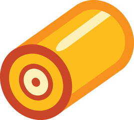 Stylized chiko roll icon with vibrant colors on white background