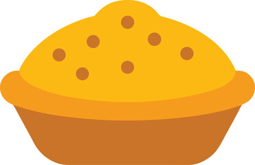 Simple potato bake icon with culinary elements on white background
