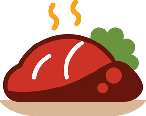 Roast beef dinner icon with side dishes and cutlery
