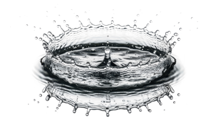 Blue water splash a stunning water splash crown formation with droplets, isolated on transparent background