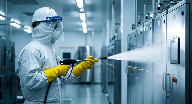 Disinfecting Equipment Sterile Workplace Environment Procedure in Action