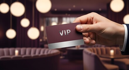 VIP Experience Hand Holding Exclusive Card in Luxurious Interior Setting