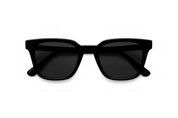 Black rectangular sunglasses with dark lenses providing eye protection. Fashionable accessory for summer, casual style, and eye care