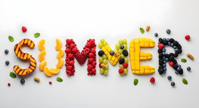 Summer Fruits Delight A Colorful Collage of Berries and Citrus for a Refreshing Season