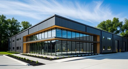 Obraz premium Contemporary Architecture Modern Building with Expansive Windows and Sleek Design