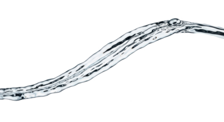 Blue water splash a dynamic stream of water flowing in a wavelike motion, isolated on transparent background