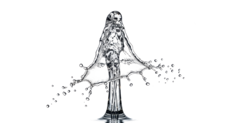 Blue water splash a striking water splash frozen in time, creating an abstract sculptural form, isolated on transparent background