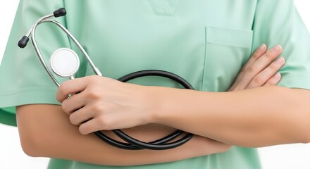 Healthcare Professional Holding Stethoscope with Arms Crossed, Medicine and Medical Care