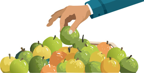 Vector of a Hand Picking Syzygium Samarangense: A Subtle Message About Making Informed Decisions and Exercising Agency Over One's Own Nutritional and Physical Health.