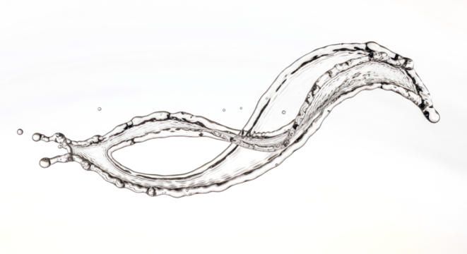 Blue water splash an elegant, sinuous water splash forming an sshape, captured midair isolated on transparent background