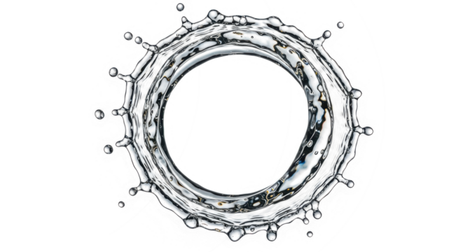 Blue water splash a circular splash of water isolated on transparent background