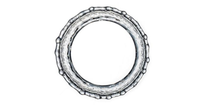 Blue water splash a circular ring shape formed by water, isolated on transparent background - Powered by Adobe