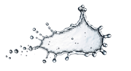 Blue water splash a striking, irregular water splash with many droplets, frozen in a unique abstract shape isolated on transparent background