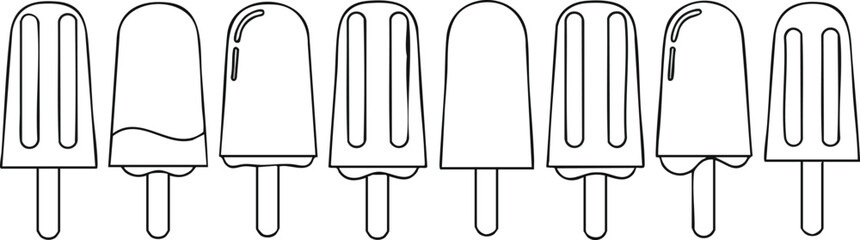 Line Art Popsicles Minimalist Summer Treats Design for Creative Projects
