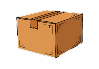 Cardboard box illustration of package delivery or storage on black background