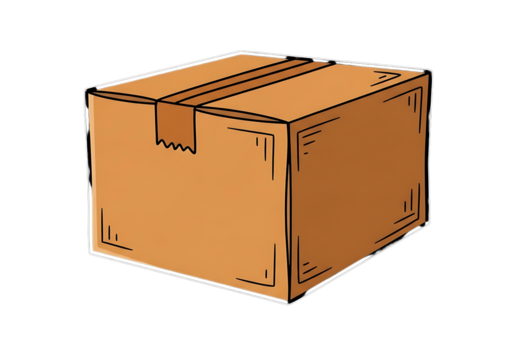 Cardboard box illustration of package delivery or storage on black background
