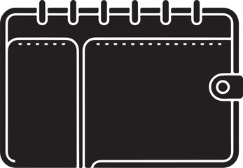 Black and white vector illustration of a wallet isolated on white background