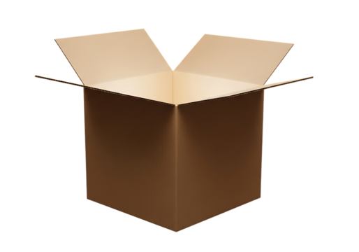 Open cardboard box isolated on black background ready for shipment