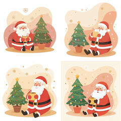 Fototapeta premium Set of Christmas icons and holiday elements illustration