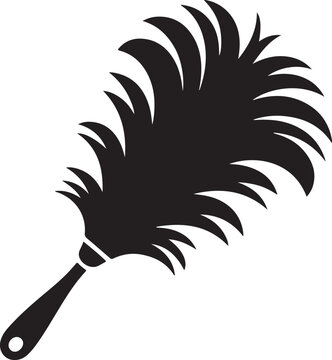 Black silhouette of a feather duster isolated on white background