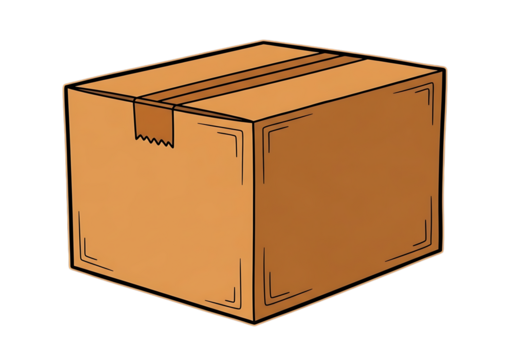 Cardboard Box Delivery Package Shipping Container Concept with Tape Illustration