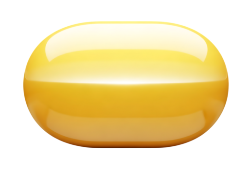 Shiny yellow oblong shape with smooth texture and glossy reflection