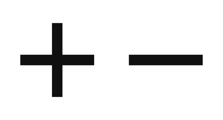 Fototapeta premium A plus and minus black cross on a white background