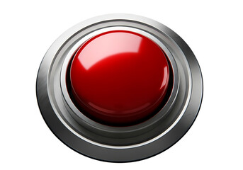 Shiny Red Push Button with Metal Surround for Alert or Action