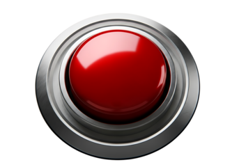 Shiny Red Push Button with Metal Surround for Alert or Action